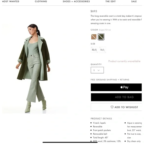 Alice + Olivia Tomiko Gorgeous Reversible Cashmere & Wool Blend Long Coat - Picture 3 of 16